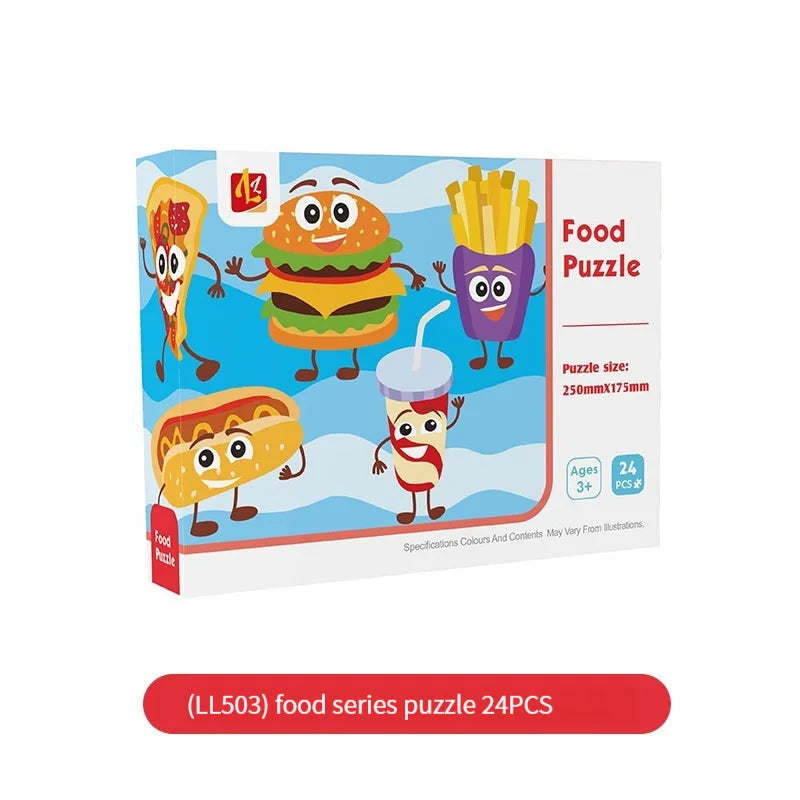 24PCS Kids Puzzle Cute Animal Undersea Cartoon Low Difficulty  Drawing Small Challenge Educational Toys Gifts Kindergarten Toys