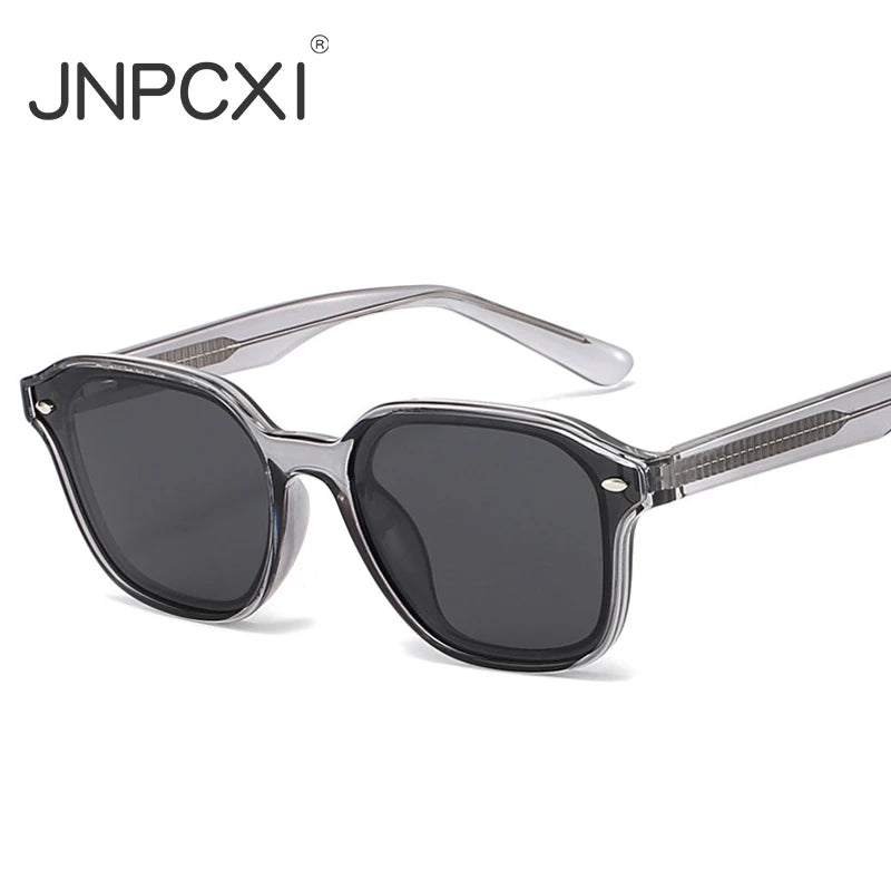 JNPCXI New Polarized Polygon Square Men Sunglasses Retro TR90 Rivets Women Black Shades UV400 Sun Glasses
