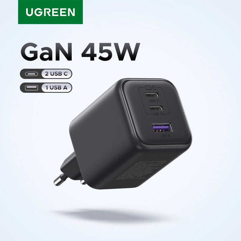 [EU Plug] 45W-20W GaN Charger PD3.0 PPS QC3.0 USB C Fast Charger iPhone Samsung