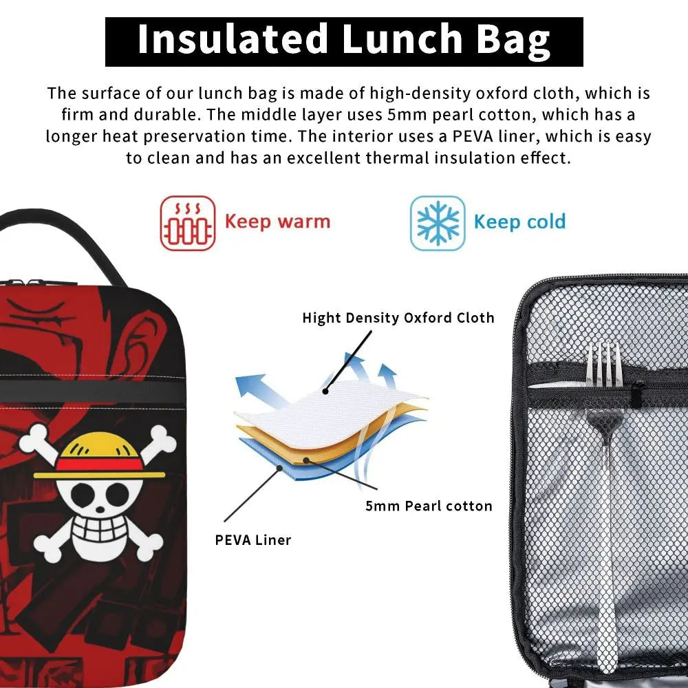 One Piece Monkey D Luffy Anime Insulated Lunch Thermal Bag Work School Bag M15
