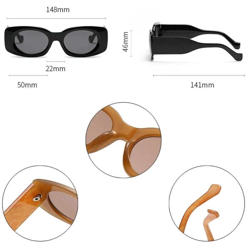 JNPCXI New Ins Popular Fashion Oval Women Jelly Color Sunglasses Retro Gradient Shades UV400 Men Wide Legs Sun Glasses