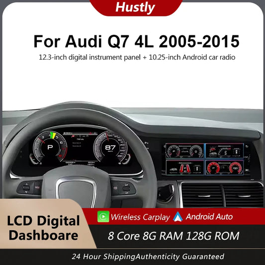 For Audi Q7 2005-2015 digital instrument panel, speedometer, Android radio, wireless CarPlay, GPS navigation 4+64GB