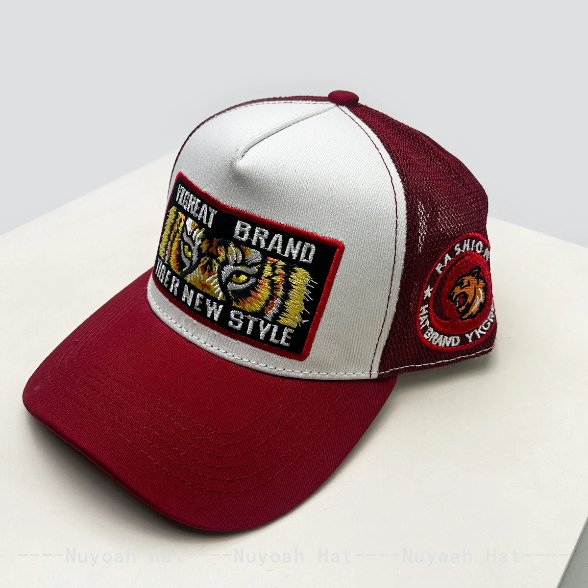 New Unisex Street Embroidered Tiger Letters Baseball Hats Breathable Color Block Sunshade Mesh Trucker Caps Personal Versatile