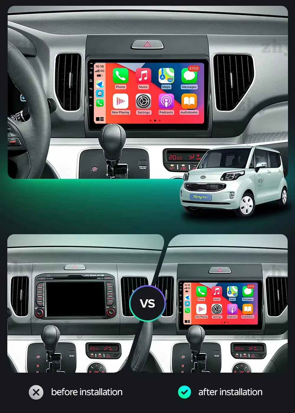 For Kia Ray 2011-2017 2K 12+256 QLED Android 15 CarPlay Car Radio Multimedia Video Player GPS stereo Head Unit 4G WIFI DSP RDS