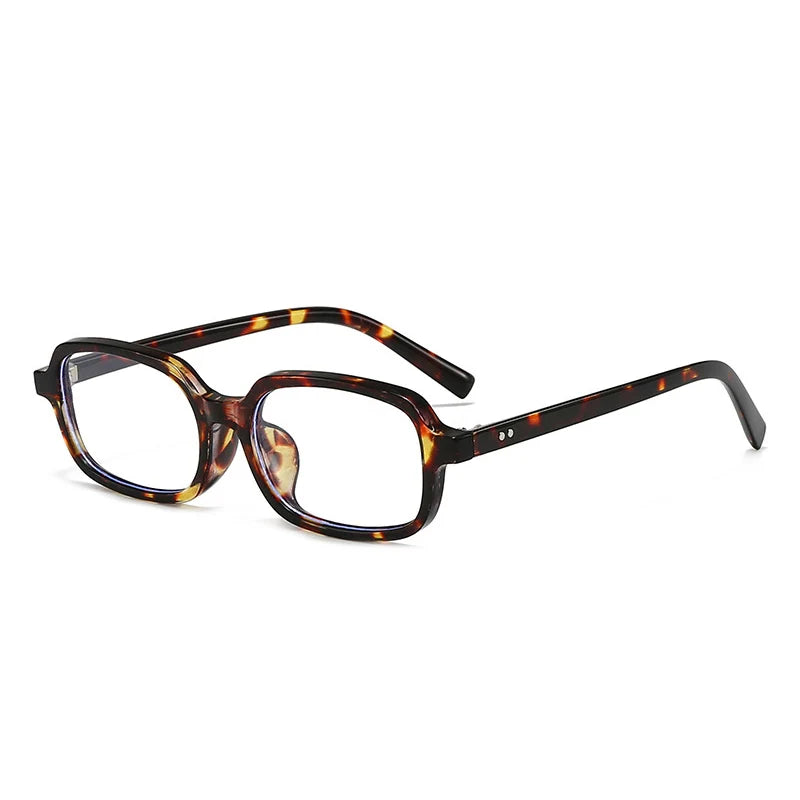 JNPCXI New Small Rectangle Sunglasses Women Fashion Leopard Champagne Color Shades UV400 Retro Men Trending Rivets Sun Glasses