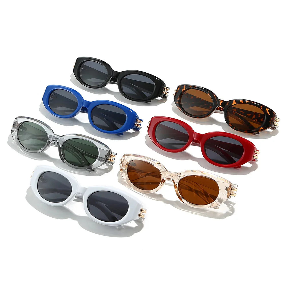 JNPCXI New Fashion Cat Eye Women Sunglasses Shades UV400 Retro Small Oval Black Men Outdoor Sun Glasses