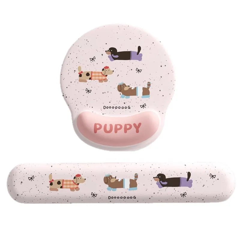 Cartoon Wrist Rest Mouse Pad Memory Foam Keyboard Wrist Support Anti Slip Ergonomic Mousepad for Office Gaming PC Computer Desk