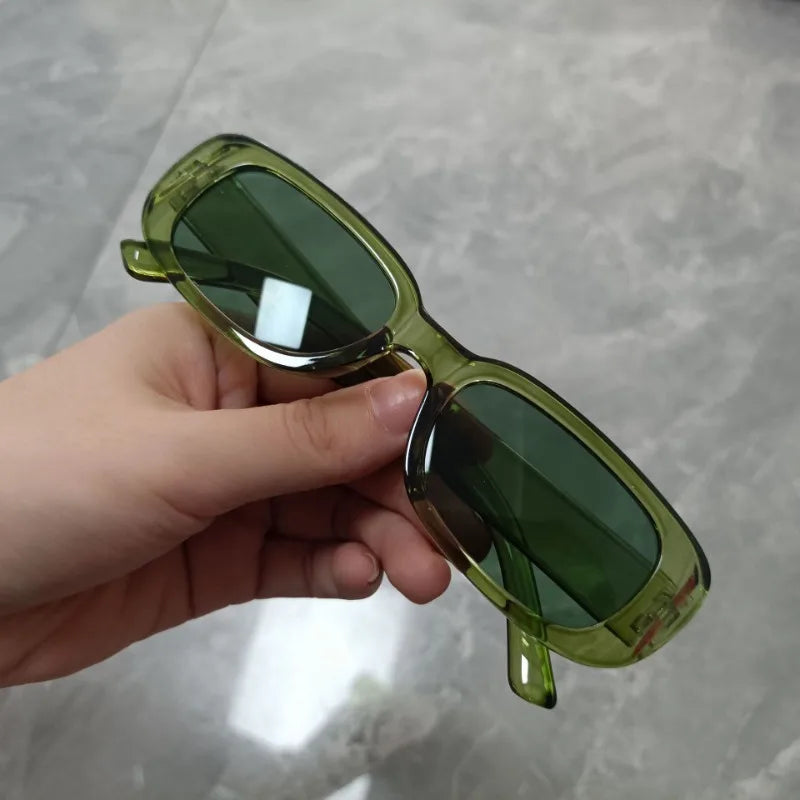 6pcs Retro Square Fashion Glasses - Unisex Green Tinted Fashion Shades for Everyday, Travel & Outdoor Activities