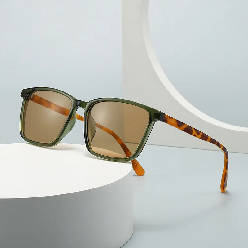 JNPCXI New Fashion Square Sunglasses Women Shades UV400 Green Leopard Retro Rivets Men Trending Sun Glasses Shades UV400