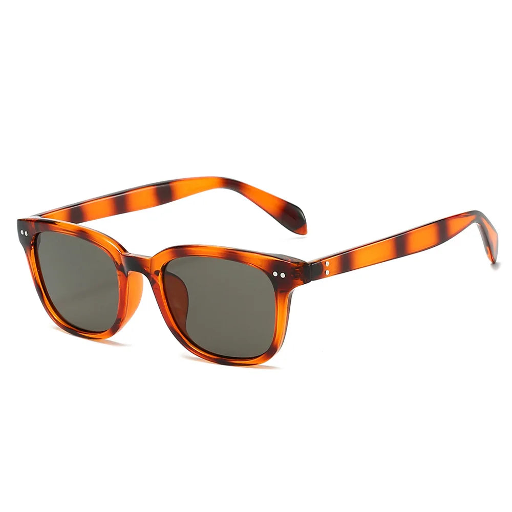 JNPCXI Fashion Square Rivets Men Sunglasses Shades UV400 Retro Women Jelly Color Sun Glasses