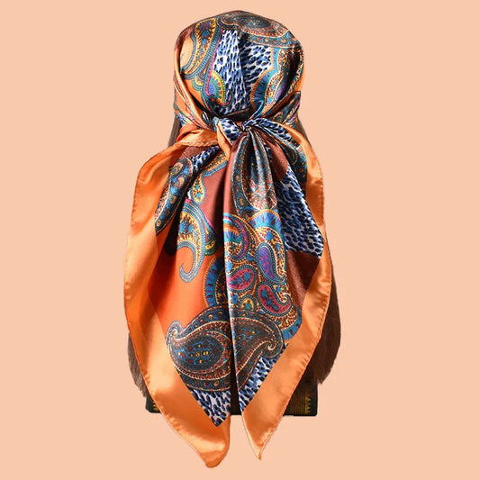 1PC Women's Satin Square Scarf 90x90inch Multi-use Summer Beach Accessory Fashion Headscarf Versatile Hair Towel for Party Use