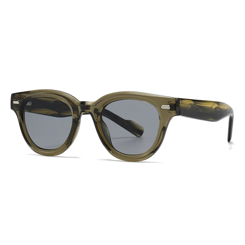 JNPCXI New Round Sunglasses Men Shade Sun Glasses CP Stainless Steel Core Quality Driving Fishing Uv400