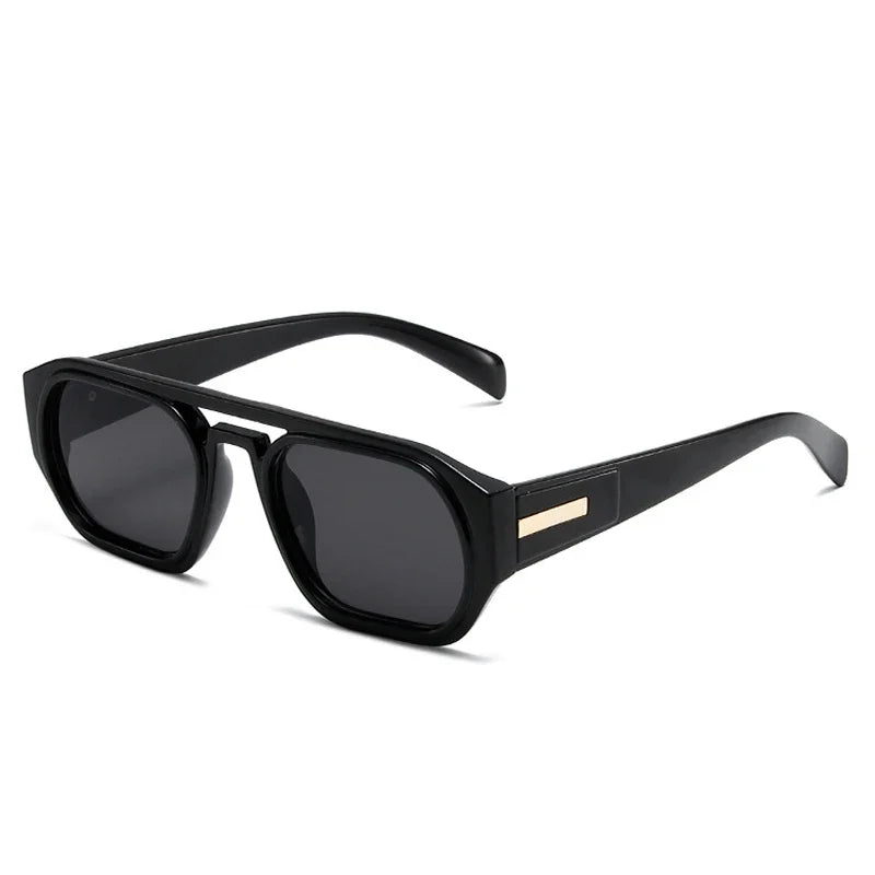 JNPCXI Retro Double Bridges Polygon Square Women Sunglasses Fashion Green Shades UV400 Men Clear Gradient Sun Glasses