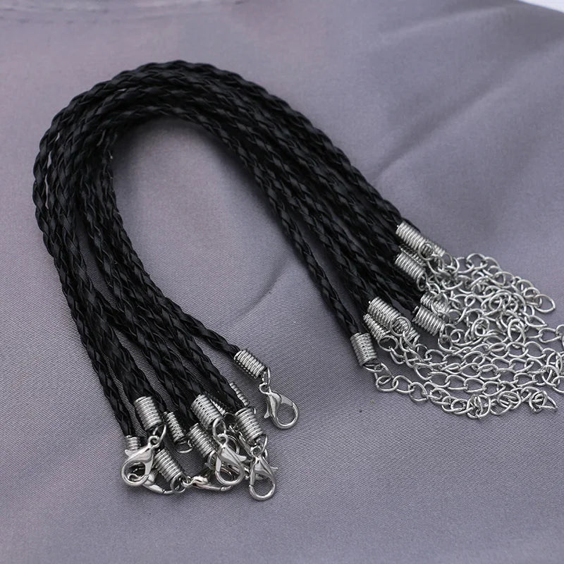 10Pcs Mix Color Leather Cord Bracelet Lobster Claps European Jewelry Making DIY Handmade Adjustable