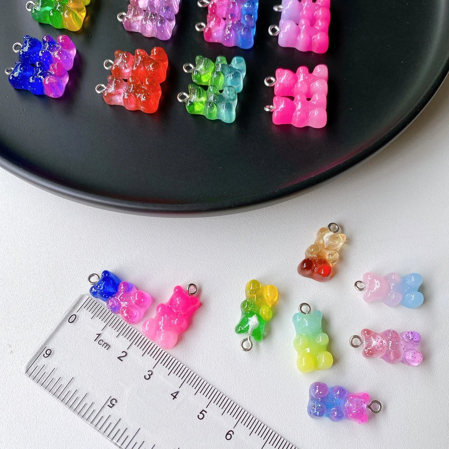 20pcs Colorful Transparent Bear Charms, Animal Pendants for Jewelry Making DIY Handmade Earrings Necklace Key Chain Accessories