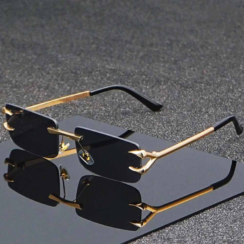 Men's and Women's Casual Square Frameless Metal Fashion Glasses Are Suitable for Both Casual and Formal Occasions