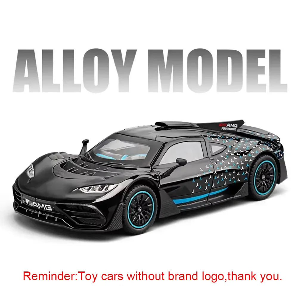 1:24 ONE SLS Alloy Sportscar Toys Model Diecast Vehice Sound Light Pull Back Doors Opened Rubber Tires for Kids Christmas Gifts