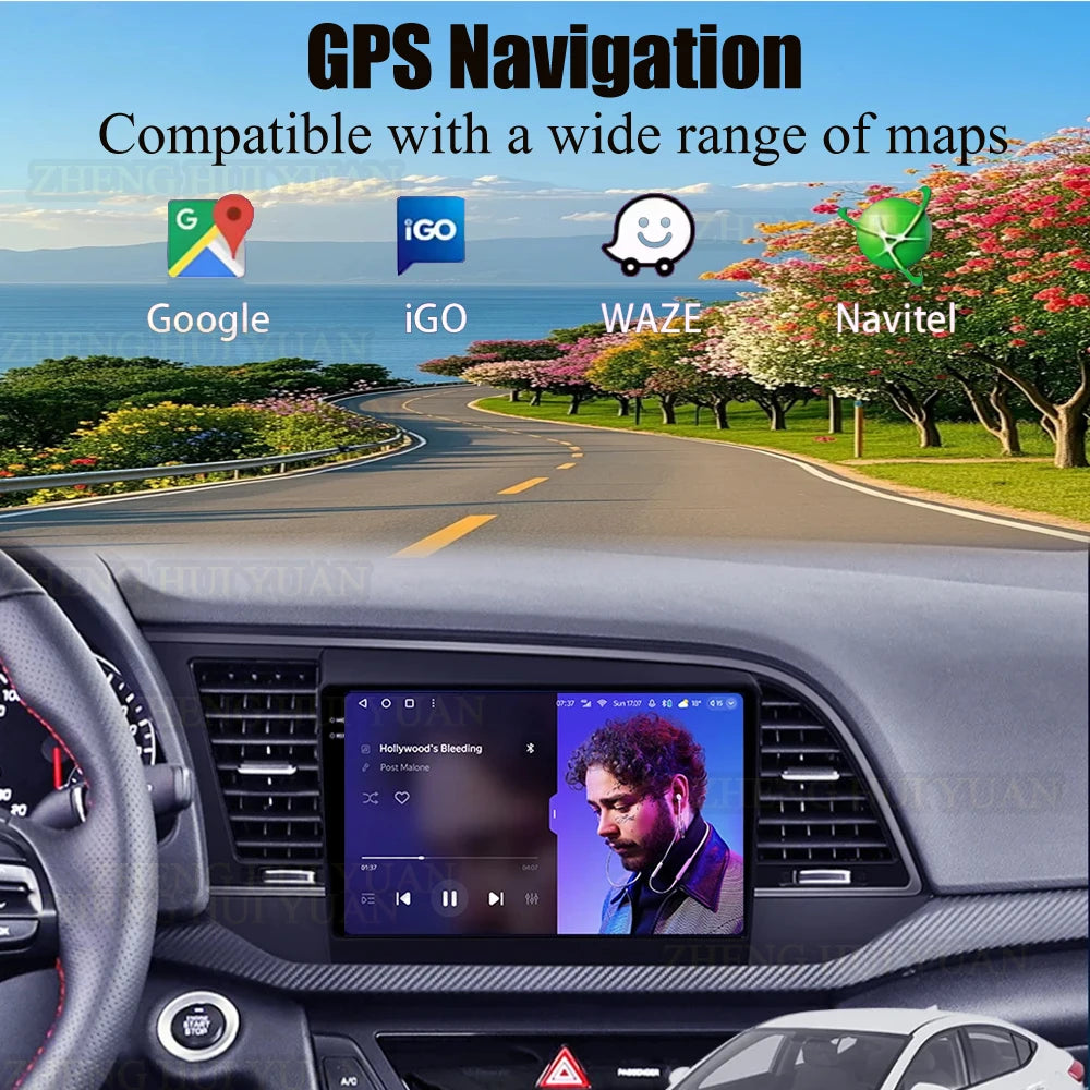 Android 16 Car Radio For Hyundai Elantra 6 2015 2016 2017 2018 Qualcomm Multimidia Video Player GPS Navigaion Split Screen DPS