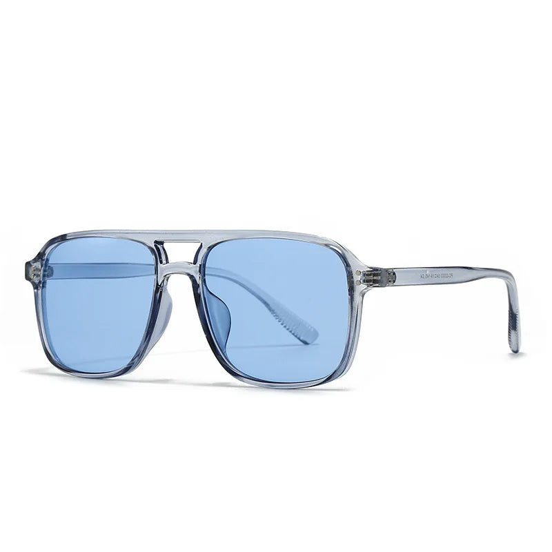 JNPCXI Retro Double Bridges Square Men Rivets Sunglasses Fashion Women Black Yellow Shades UV400 Sun Glasses