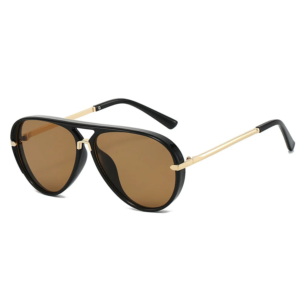 JNPCXI New Fashion Double Bridges Pilot Women Oversized Sunglasses Retro Candy Color Gradient UV400 Men Punk Sun Glasses