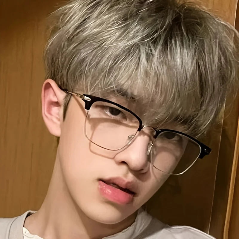 New 1PC Premium Art Retro Half Frame Men's Glasses Lightweight and Comfortable Business Unisex Glasses