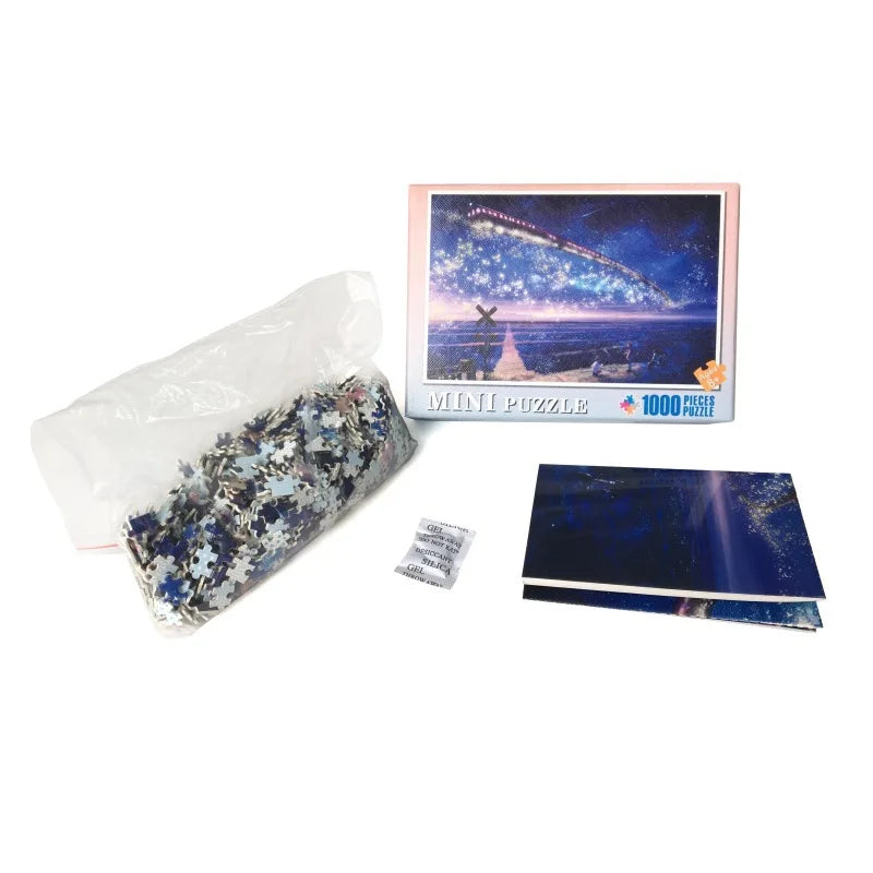 Mini Jigsaw Puzzle 1000 Pieces for Adults Kids Castle Night Puzzles Toy Family Game Famous World Oil Painting Home Decoration