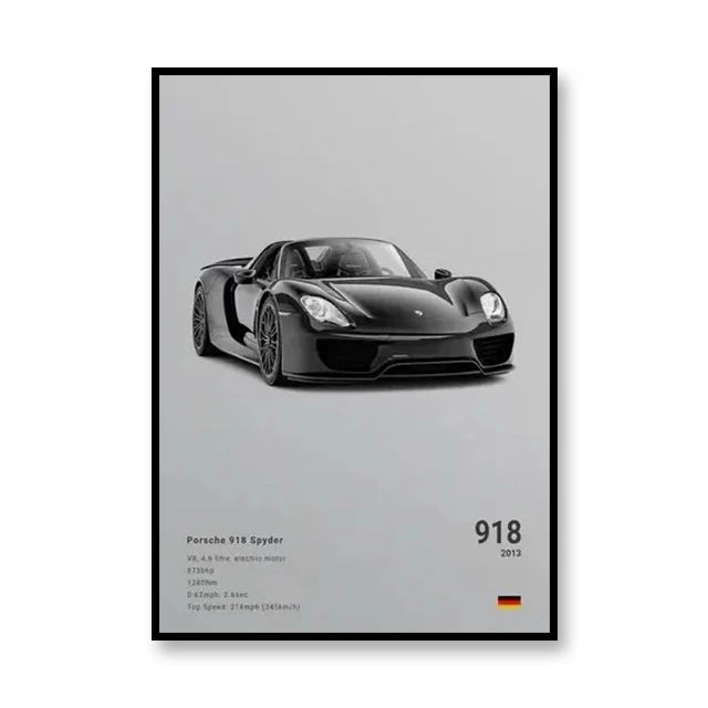Porsche 918 Spyder Print Famous Brand Cars Canvas Wall Art Poster Room Decor