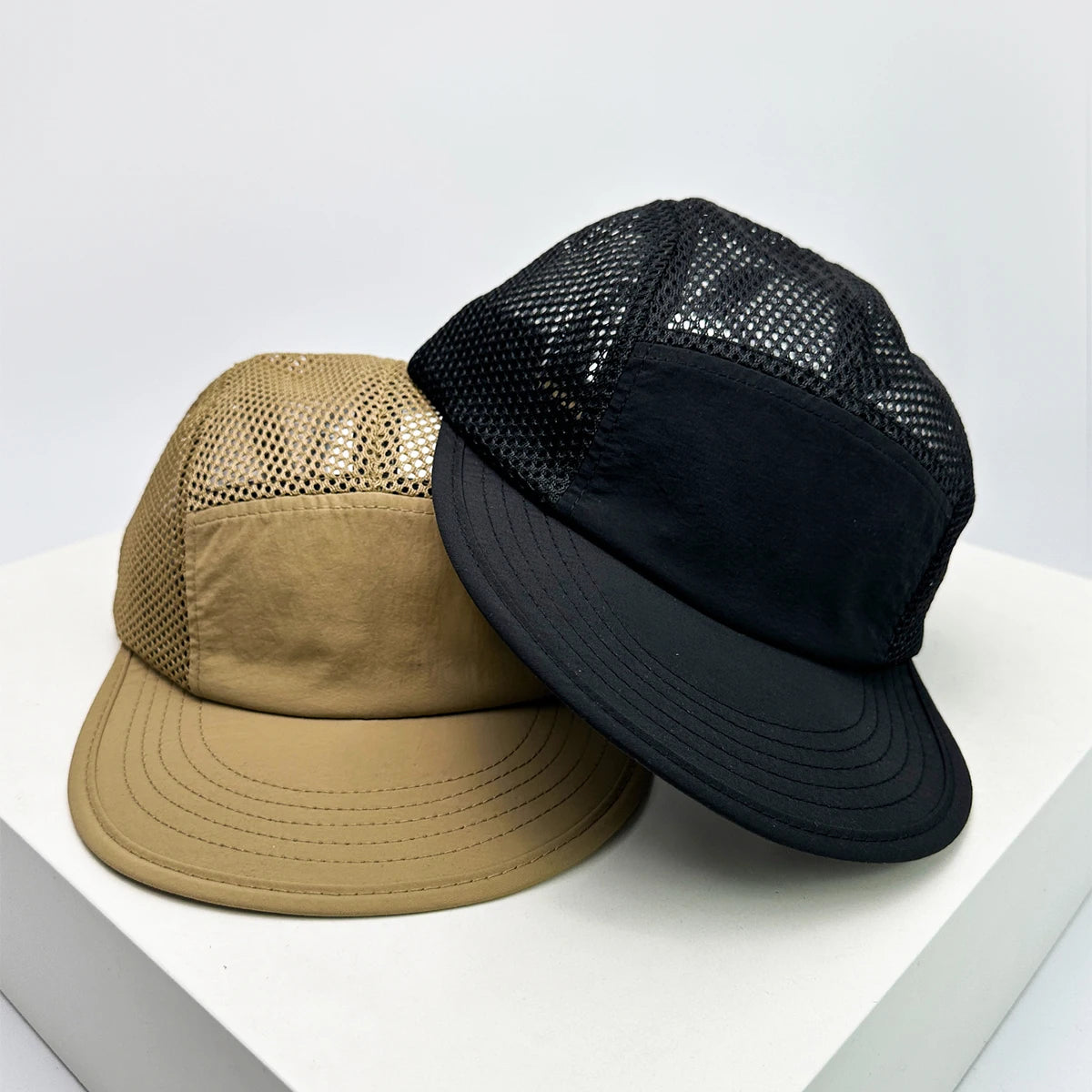 New Unisex Quick Drying Korean Casual Solid Baseball Hats Sunshade Mesh Breathable Peaked Caps Versatile Short Eave Fashion ins