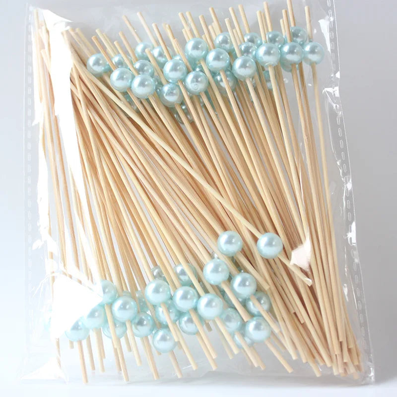 100pcs Cocktail Picks, 4.7 Inch Toothpicks For Drinks, Desserts, Party Fancy Toothpicks Faux Pearl Mini Food Picks Decorative