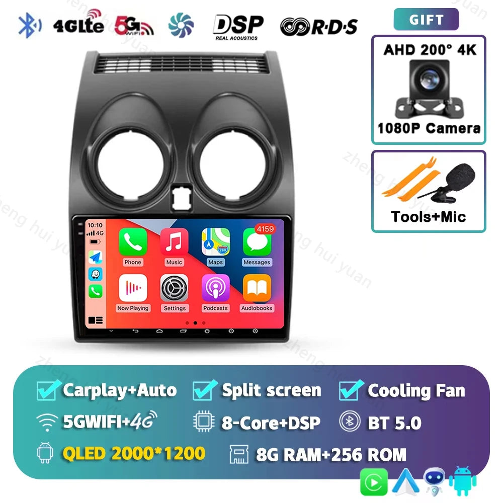 Android 15 For Nissan Qashqai 1 J10 2006 - 2013 2K QLED CarPlay Auto Car Radio Multimedia Video Player GPS stereo Head Unit 4G