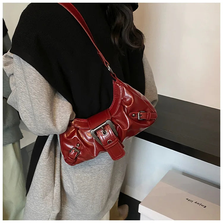 Maillard Style Retro Small Bag, Y2K Wasteland Vintage Leather Shoulder Bag