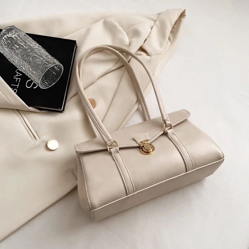 England Style Retro Shoulder Bags High-Grade Sense Underarm Tote Bag Vintage Red Ladies Commuter Bag PU Leather Handbag Purse