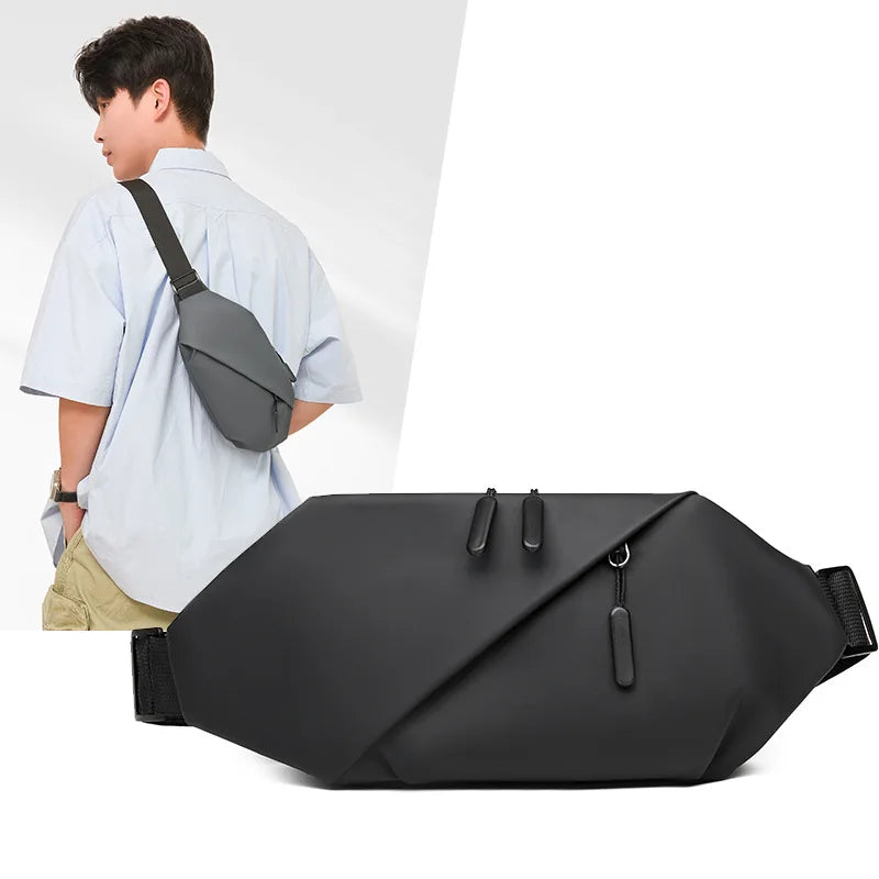 Men's Minimalist Waist Bag, Made of PU Fabric, Suitable for Outdoor Sports Waist Bags, Daily Shoulder Bags, Casual Crossbody Bag