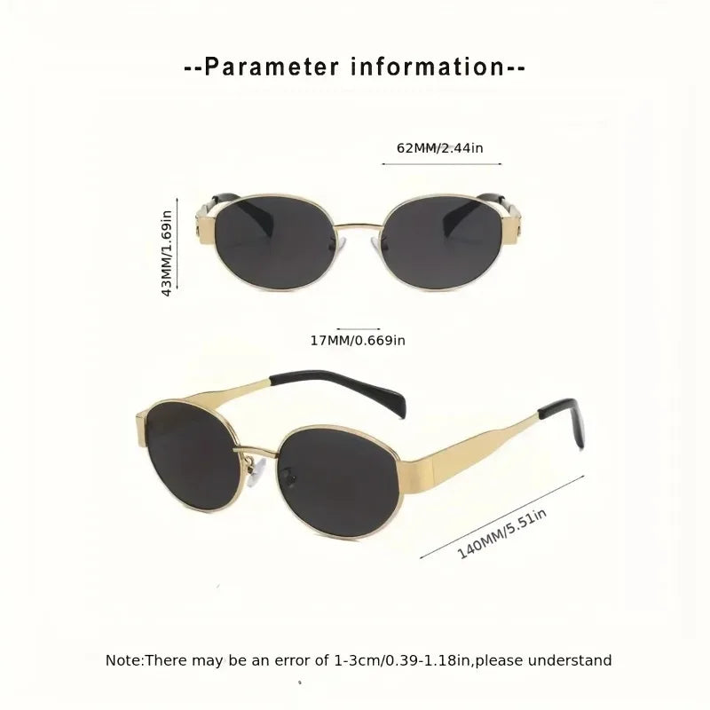 2-piece Women's Retro Oval Metal Frame Glasses Suitable for Daily Commuting Photography Decoration and Fashion Choices
