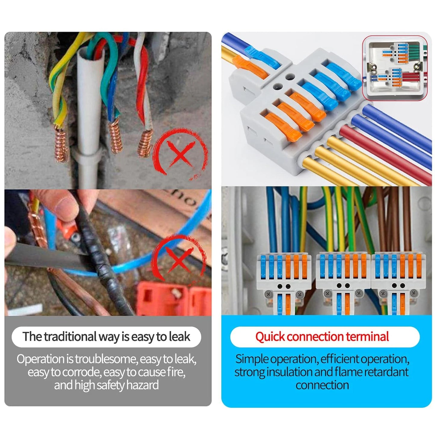 9pcs Compact Splicing Wire Connectors Assortment Pack Lever Connector Kit, Quick Wiring Connector for AWG 28-12