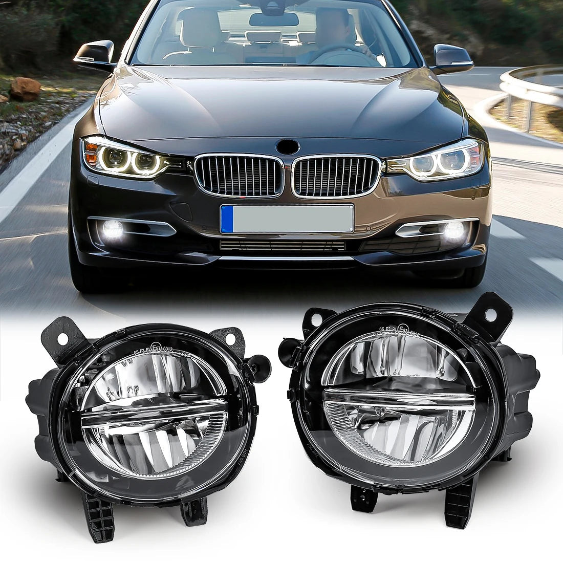 63177315559 63177315560 For BMW F20 F21 F22 F23 F30 F31 F32 F34 GT F35 LCI Fog Lamp LED Car Front Bumper Driving Lights DRL 12V