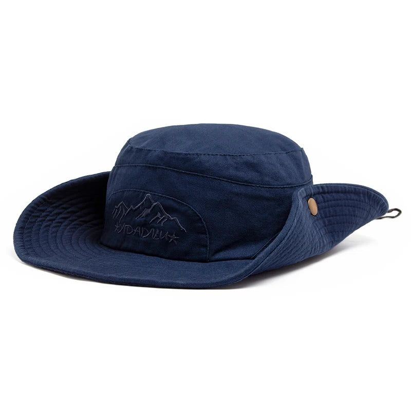 CNTANG Summer Outdoor Bucket Hat Men Cotton Jungle Fishing Hat  Hiking Travel Panama Cap Beach Sun Protector Caps For Men's