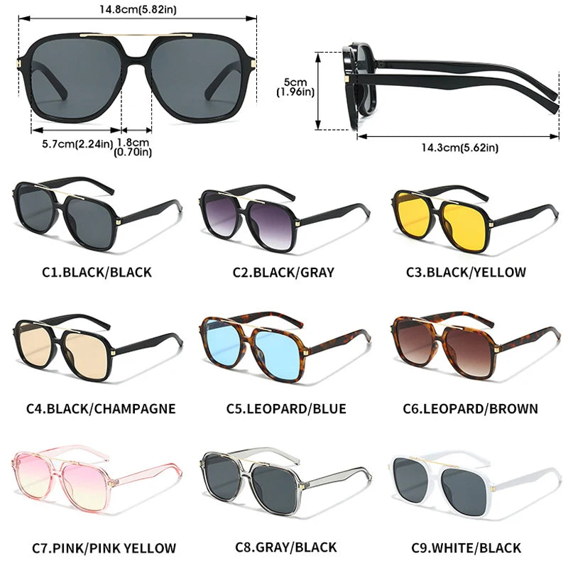 JNPCXI New Retro Oversized Pilot Square Leopard Blue Sunglasses for Women Men Punk Square Sun Glasses Ladies Outdoor Eyewear