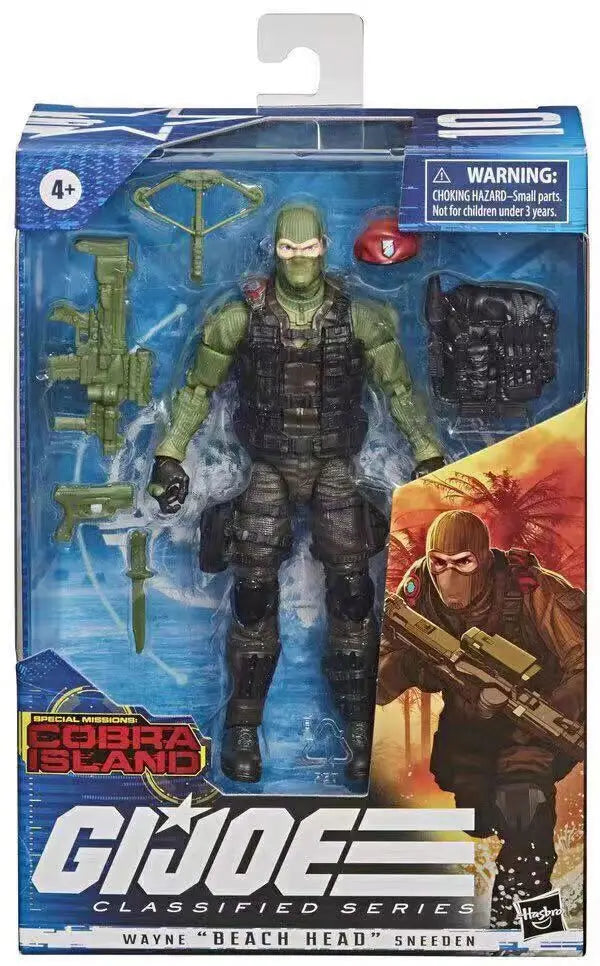 Original Hasbro G.I. Joe Classified Series COBRA ISLAND WAYNE BEACH HEAD SNEEDEN Anime Figure Model Toys Ornaments