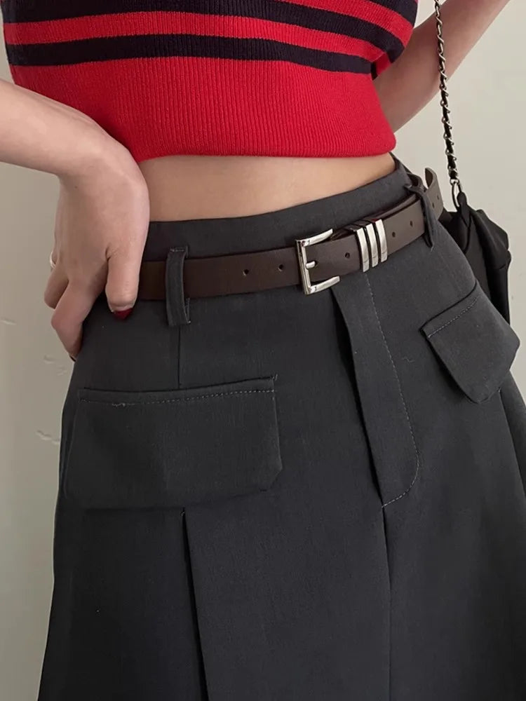 Small Belt Ladies New Decorative Dress With A Black Belt Fashion Simple Korean Department
