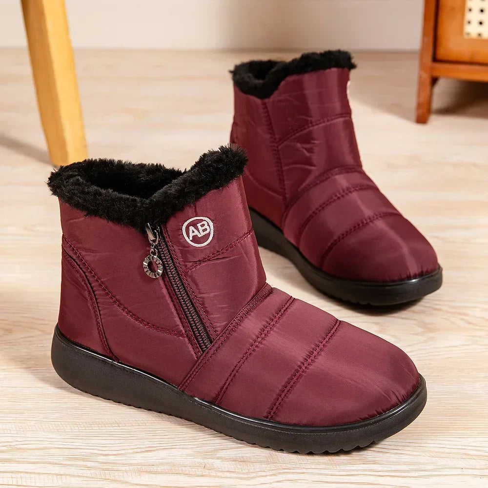 Warm Thick Plush Winter Ankle Boots for Women 2025 Zip Non Slip Waterproof Snow Boots Woman Soft Sole Cotton Shoes Plus Size 44