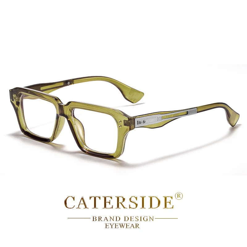 CATERSIDE Fashion Men's Optical Eyeglass Frame Brand Unique Temple Design Luxurious Women's Anti Blue Light Reading Glasses