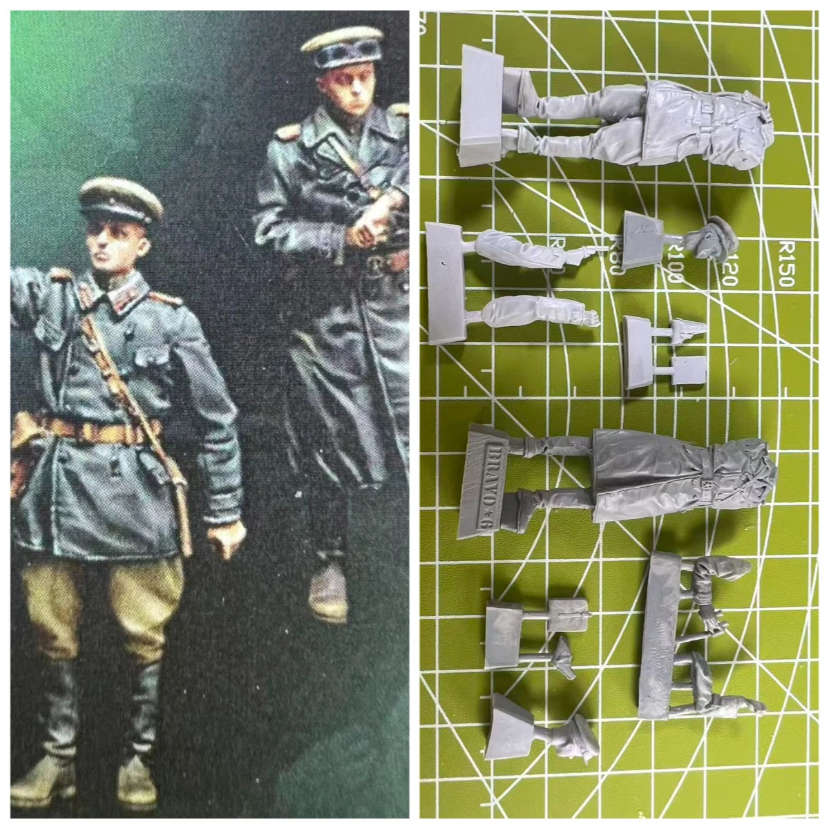 1: 35 Die-casting Resin Model, Military Commander with 2 People Observing The Status, Model Scene Layout, Unpainted Status