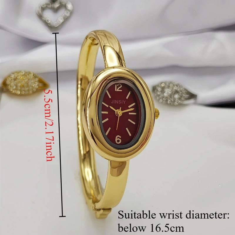 Luxury Gifts Gold Quartz Watch Famous Brand Women Bracelet Watches Fashion Oval Bathtub Shaped Wristwatches Dropshipping Clock