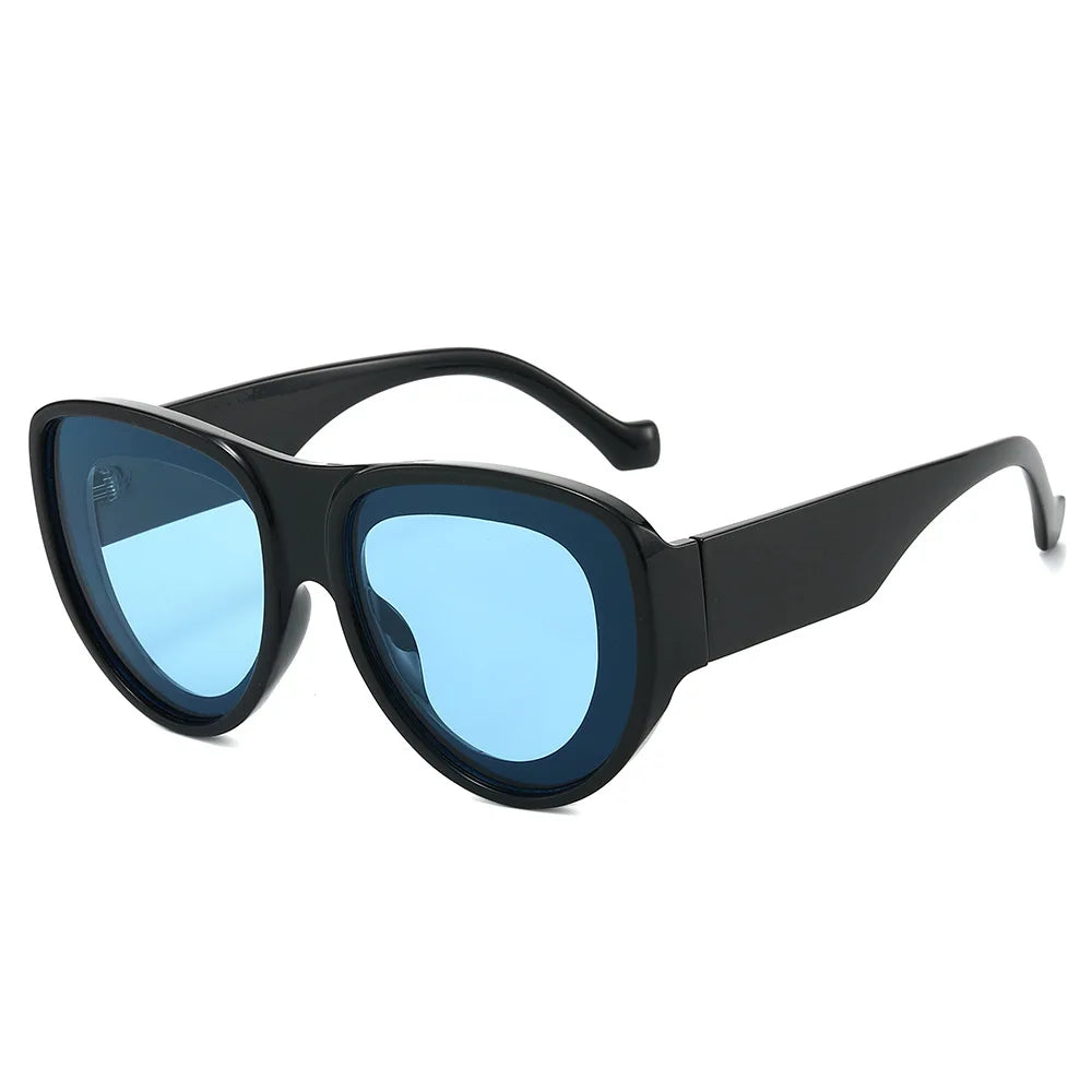 JNPCXI New Oversized Pilot Sunglasses Women Retro Gradient Mirror Shades UV400 Fashion Men Trending Punk Blue Pink Sun Glasses