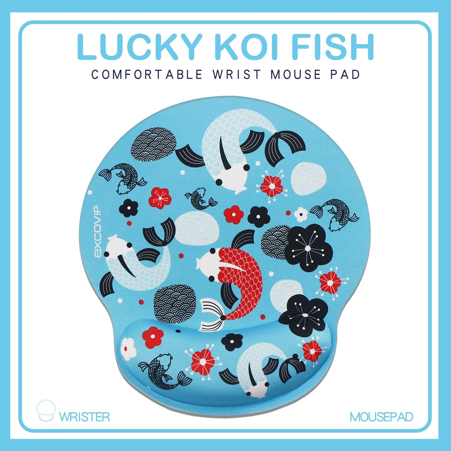 EXCO Mouse Pad with Silicone Wrist Support Rest Ergonomic Comfortable Mousepad Non-Slip Rubber Base for Computer Home Office