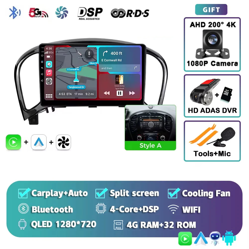 Android 15 Car radio For Nissan Juke 2010 2011 2012 2013 2014 Wireless Android Auto Carplay Car Multimedia Player WIFI 4G DSP 2
