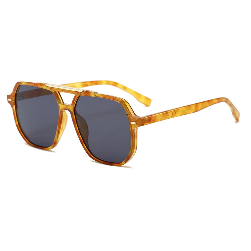 JNPCXI New Retro Double Bridges Square Women Sunglasses Fashion Green Pink Gradient Shades UV400 Men Rivets Sun Glasses
