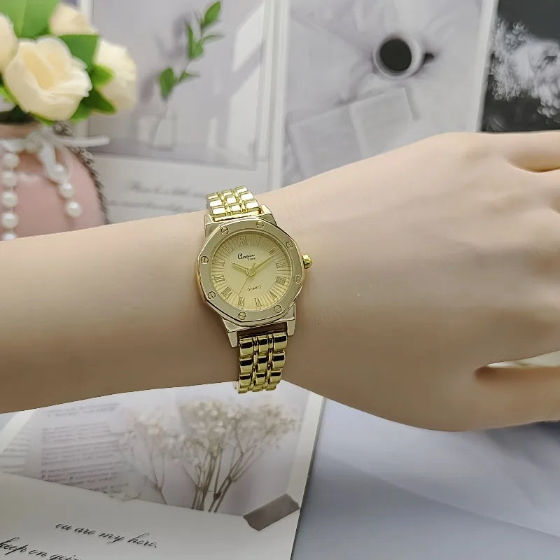 Top Brand Ladies Watches Fashionable Golden Wristwatch Montre Strap Clock Quartz Watch Women's Clock Reloj De Mujer Dropshipping