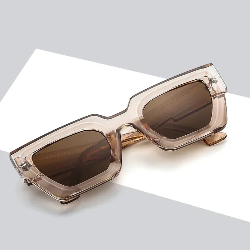 JNPCXI New Square Men Fashion Double Color Outdoor Sunglasses Retro Gray Lens UV400 Women Trending Sun Glasses